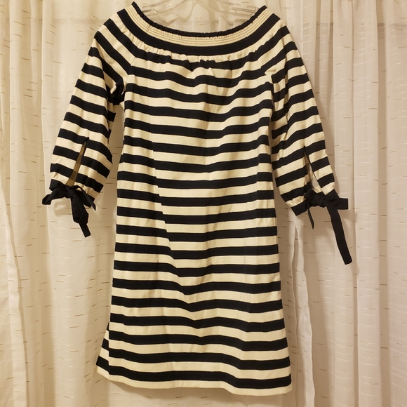 J. Crew Off the Shoulder Nautical Striped Dress - Picture 3 of 5